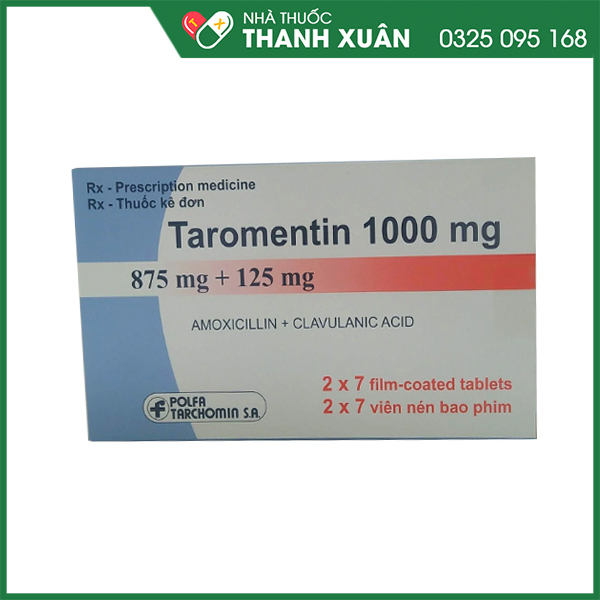 Taromentin 1000mg điều trị trường hợp nhiễm trùng